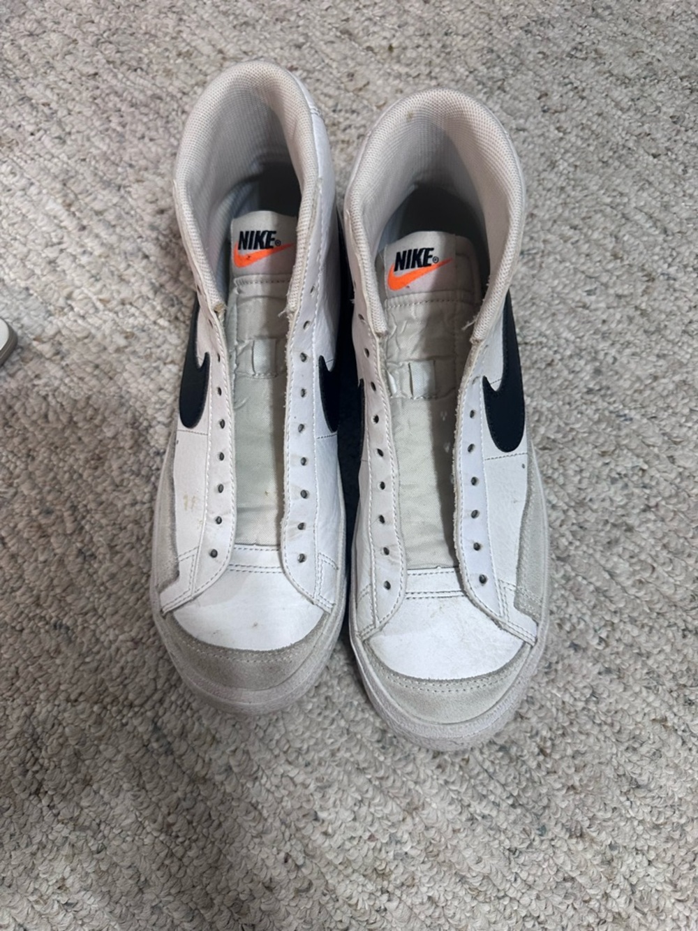 Nike Men’s White/Black High-Top Sneakers with Orange Logo